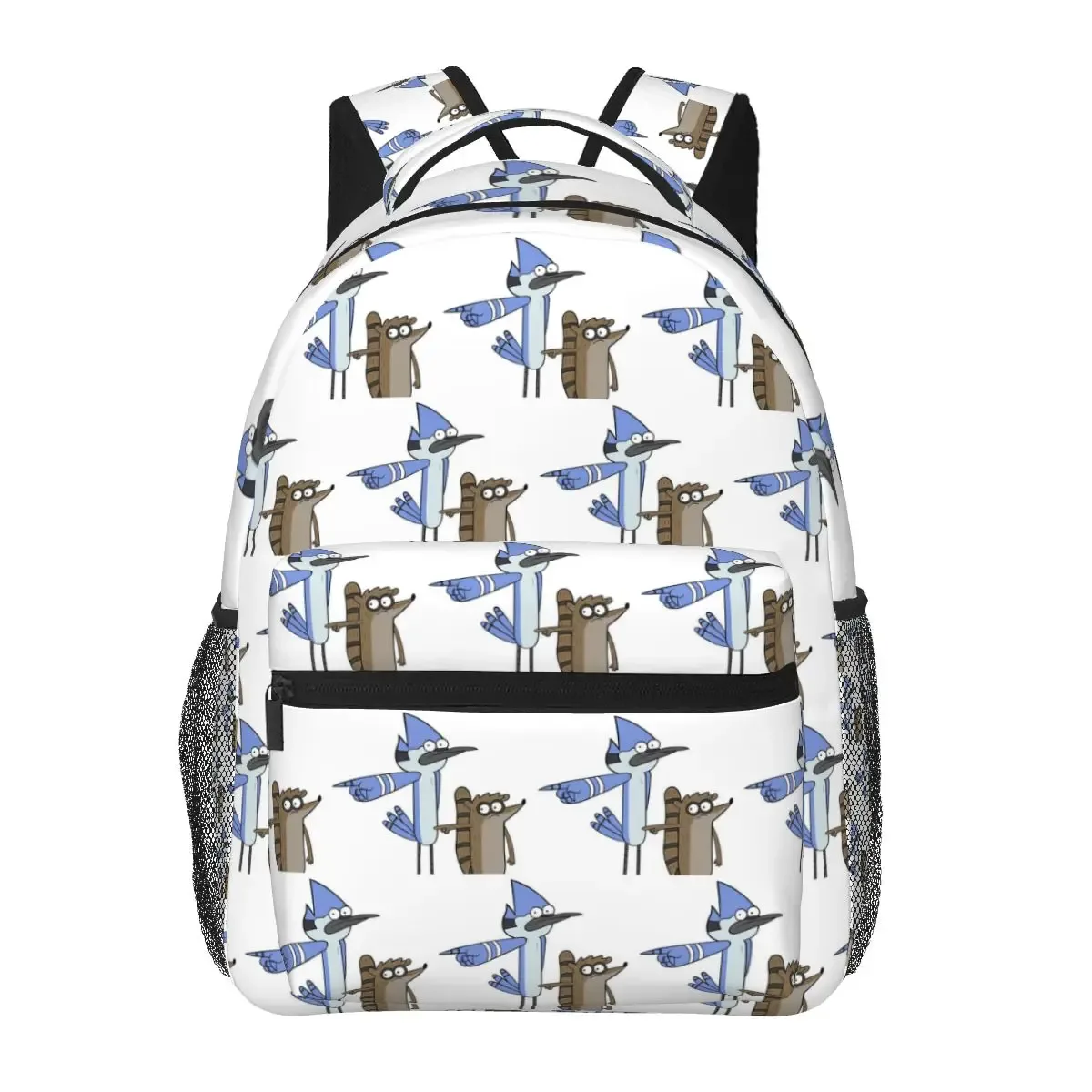 mordecai and rigby regular show – sacs à dos graphiques avec personnages de dessins animés, cartable pour garçons et filles, sacs d'école, sac à dos de voyage, sac à bandoulière