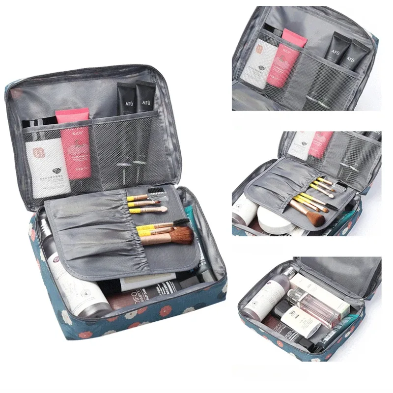 trousse de maquillage de voyage portable pour femmes, trousse cosmétique multifonctionnelle, étuis de maquillage étanches, trousse de toilette à plusieurs compartiments