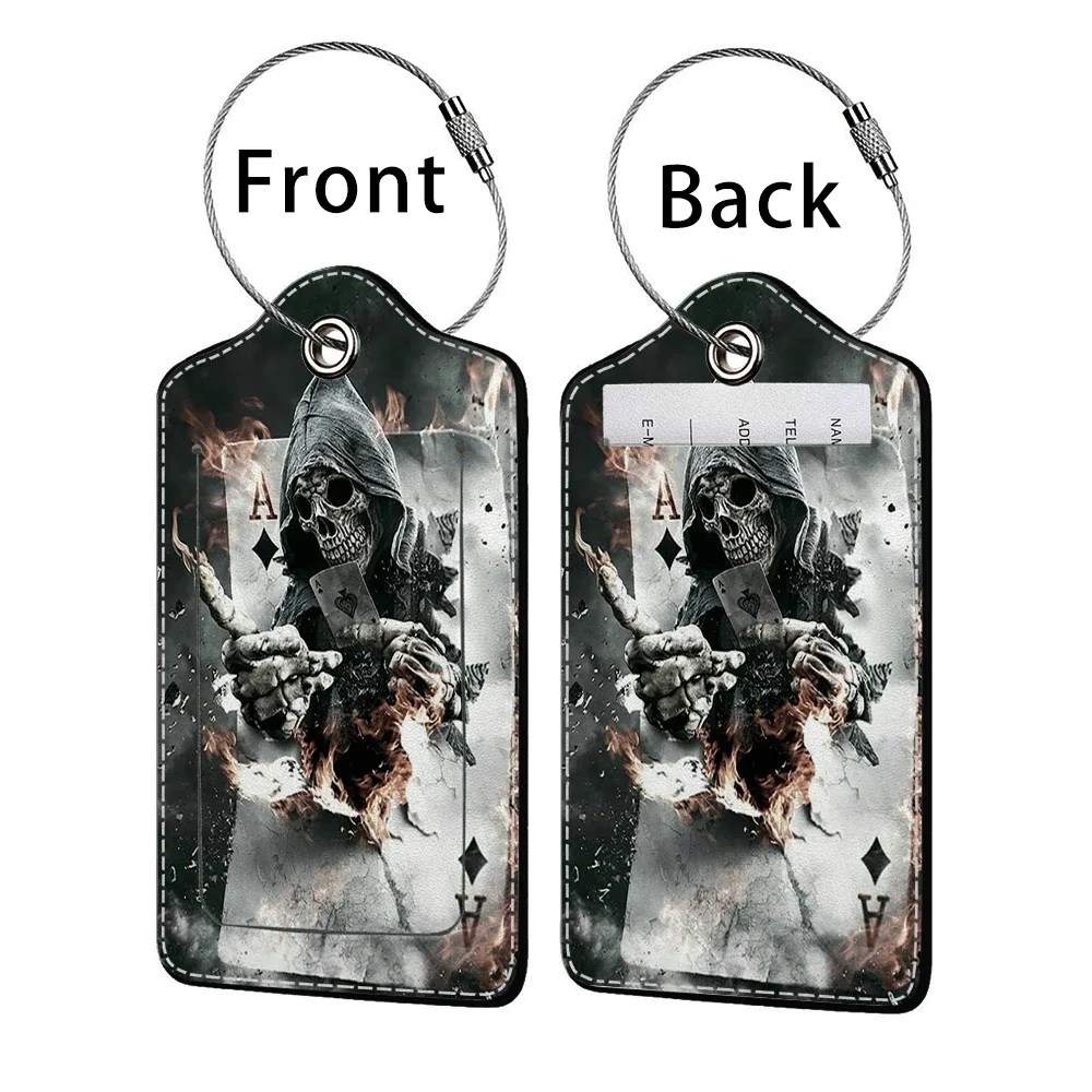 hot sale horror pattern leather business luggage tag suitcase address label luggage boarding case label name id address clip