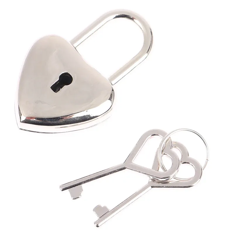 1 ensemble de cadenas en forme de cœur, mini-verrous pour bagages avec clé, pour voyage, mariage, boîte à bijoux, journal, valise