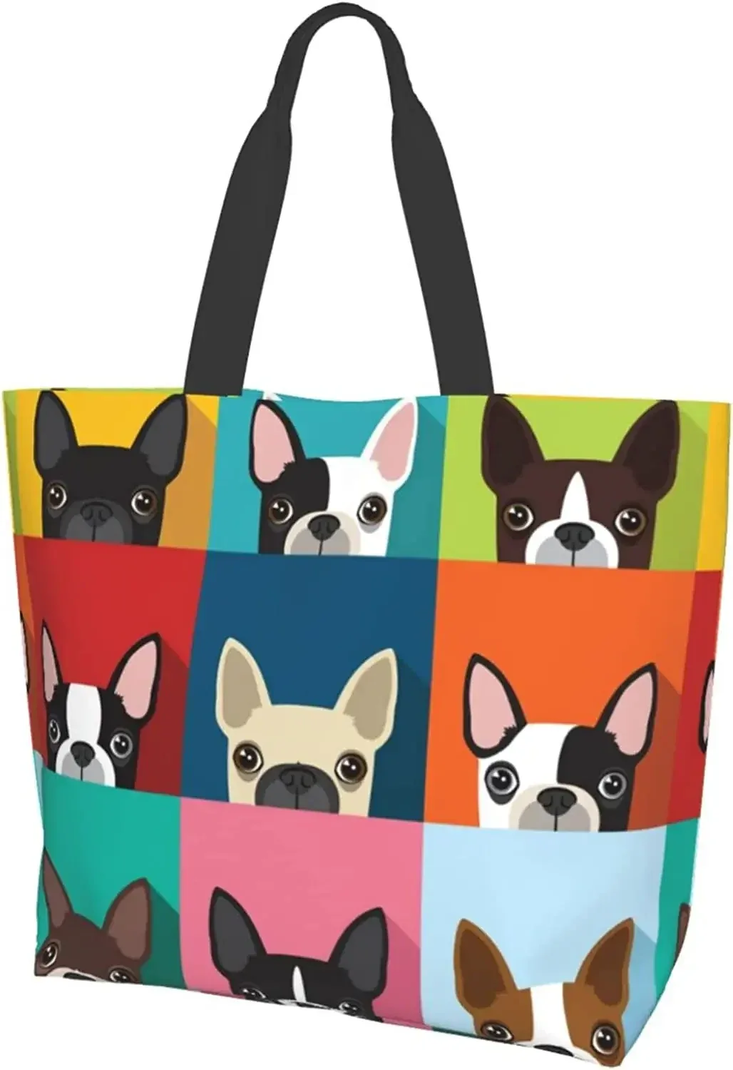 sac fourre-tout bouledogue français pour femme, sac à main cartable à poignée supérieure, sac à main décontracté, mignon, mode initiée, travail, école, voyage, shopping