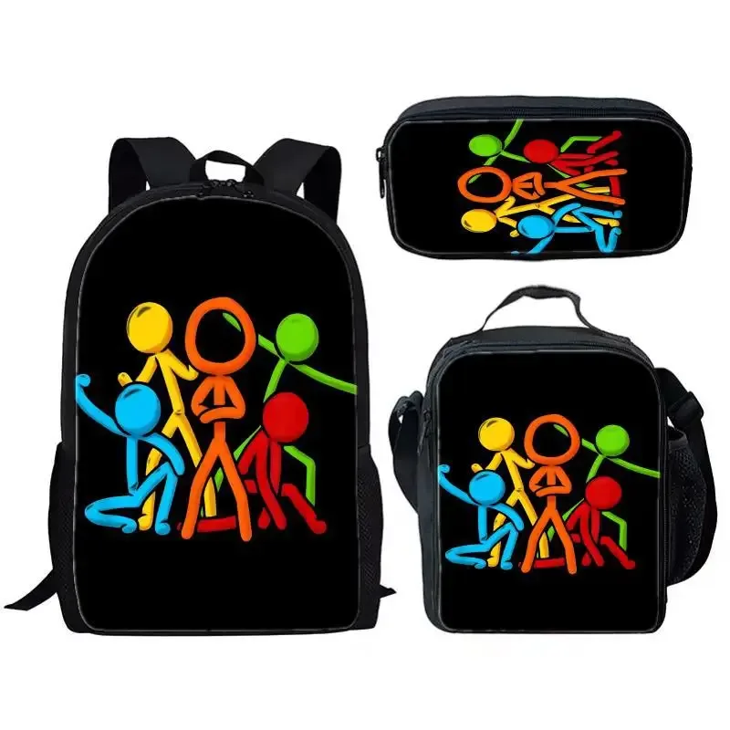 luxe populaire drôle alan becker impression 3d 3 pièces/ensemble sacs d'école pour élèves sac à dos pour ordinateur portable sac à dos sac à déjeuner à bandoulière trousse à crayons
