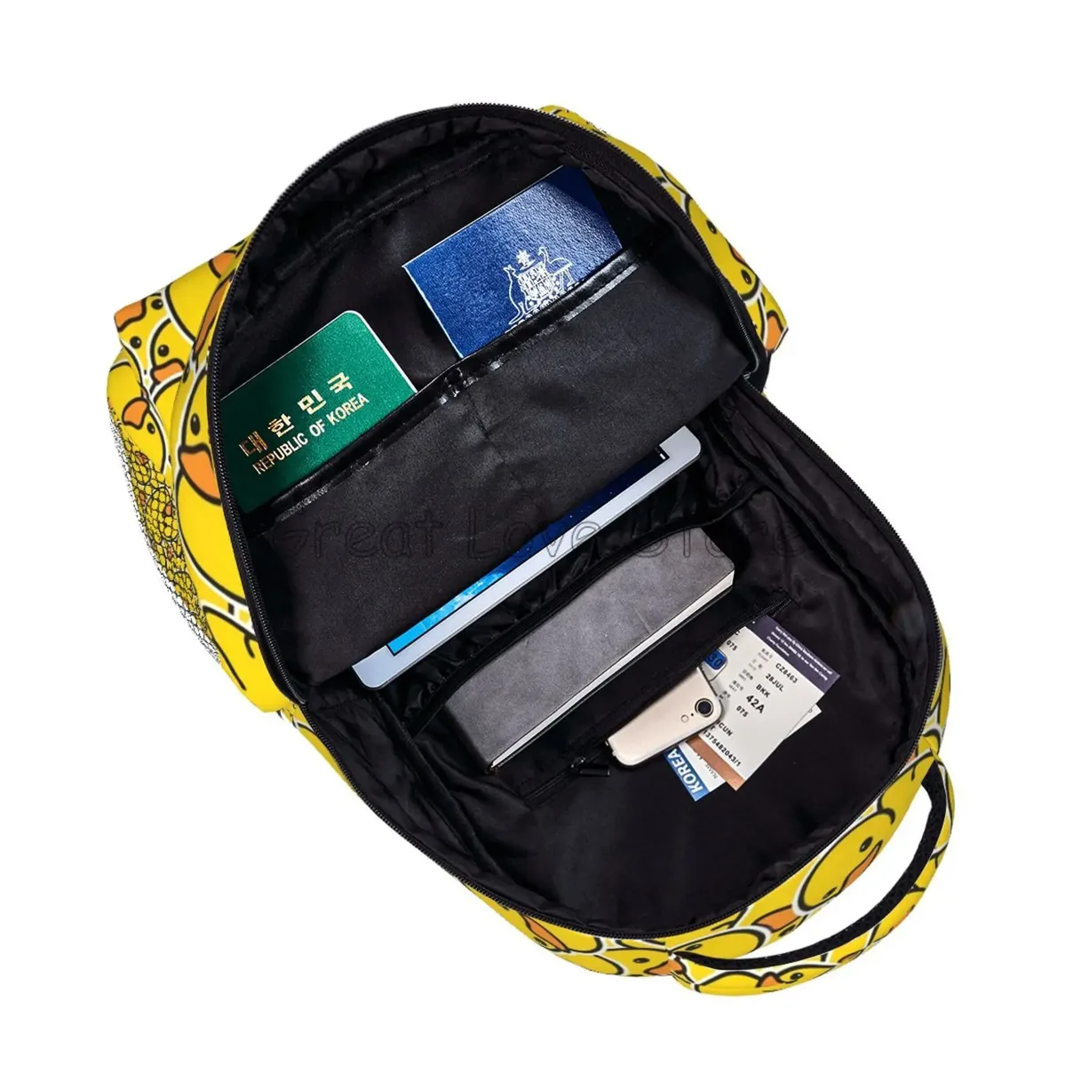 sac à dos en caoutchouc imprimé canards de dessin animé pour ordinateur portable, mignon canards jaunes, sacs à dos de voyage de grande capacité, sac à bandoulière pour étudiant, sac à livres d'école
