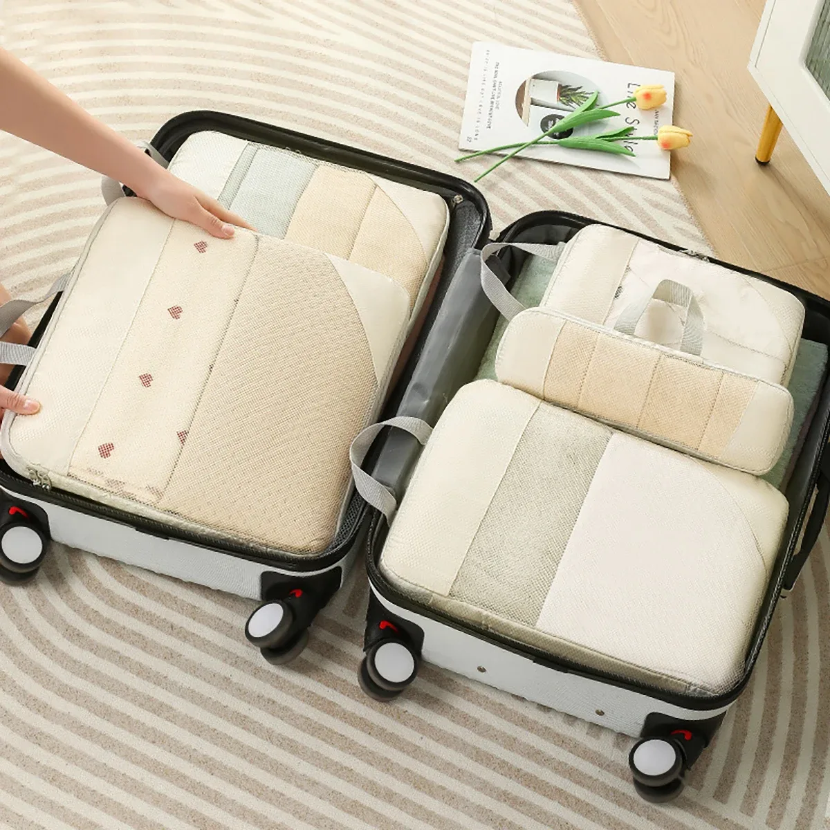 lot de 5 sacs de compression légers et portables pour le voyage, organisateur de bagages multifonctionnel pour vêtements et chaussures