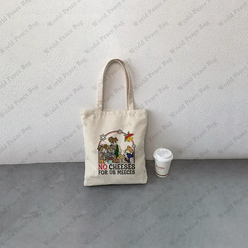 le muppet-sac fourre-tout à motif de noël carol mouse, pas de fromage pour nous, sac en toile pour voyage, 03commute, 1 pc