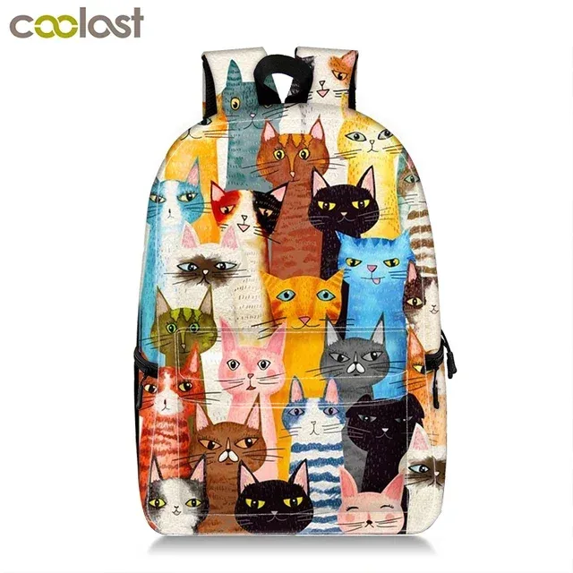sac à dos imprimé chaton/chien, mignon, pour adolescent, garçon, fille, enfants, cartable pour voyage