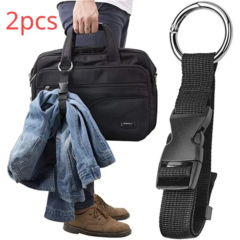 valise suspendue en nylon noir portable pour voyage de vacances, sac suspendu avec sangle à boucle de randonnée en alliage de zinc avec sangle à crochet externe