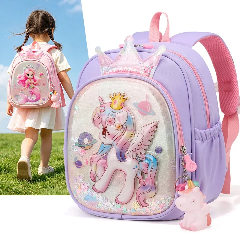 sac à dos licorne rose de dessin animé pour filles de 3 à 6 ans, léger, pour la maternelle, princesse, sirène, sac d'école, sac de voyage, sacs à dos mignons