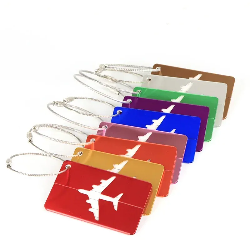 étiquette à bagages plate en alliage d'aluminium, étiquette créative avec nom et carte d'identité, accessoires de voyage pour adultes