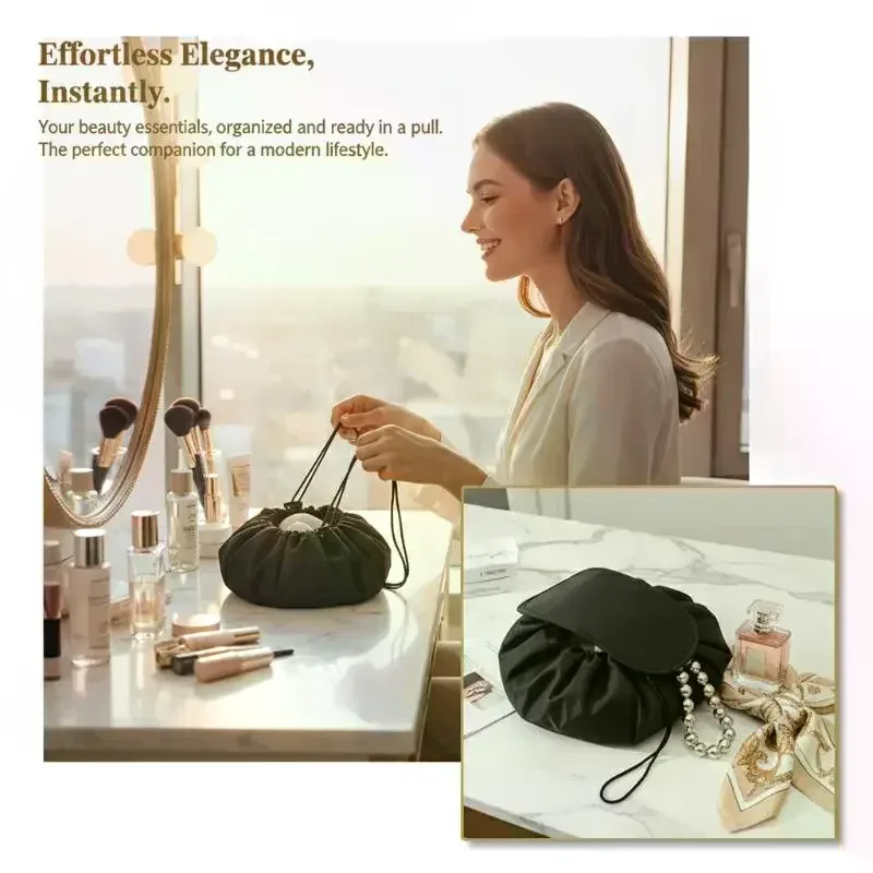 sac cosmétique à cordon pour femmes, sac de rangement de voyage, trousse de maquillage portable, trousse de toilette imperméable