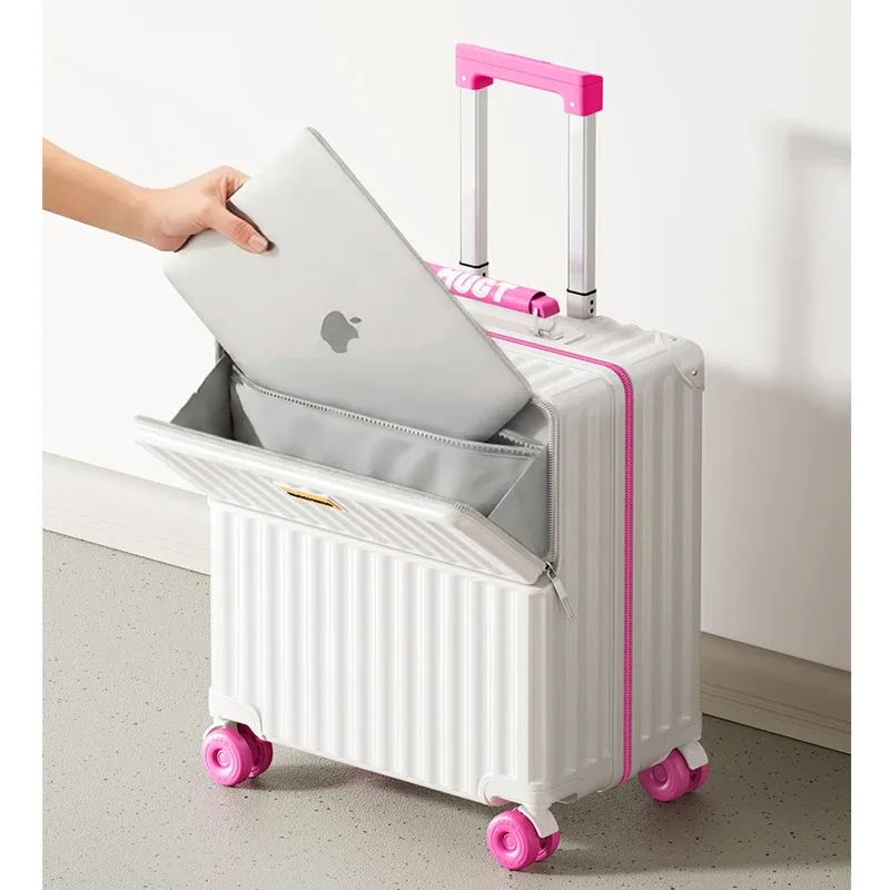 nouvelle valise cabine 2026 à ouverture frontale 16/18/20 pouces avec compartiment séparé pour ordinateur portable, port usb et porte-gobelet