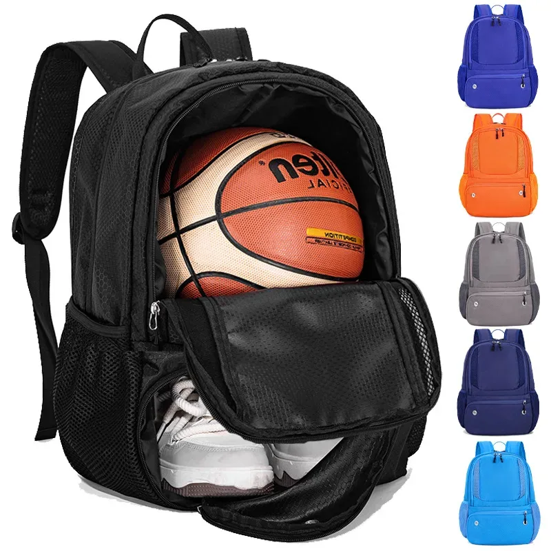 Grand sac à dos de basket-ball, sac de sport avec porte-balle séparé, compartiment à chaussures adapté au football, volley-ball, la natation, la salle de sport, les voyages