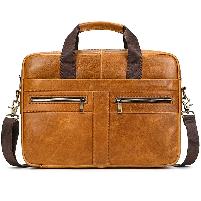 luufan-sac à main en cuir véritable pour homme, sac à bandoulière, sac à main pour ordinateur portable, a4, bureau, affaires, bombes, étui, convient pour pc 15"