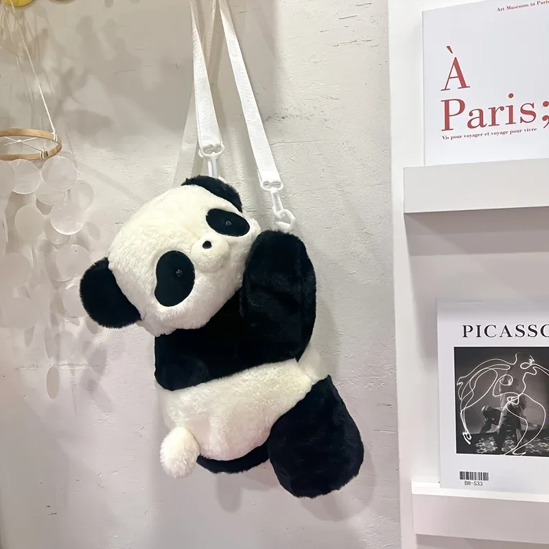 Sac à dos en peluche panda mignon et pratique - Mini sac de voyage pour filles avec motif de dessin animé