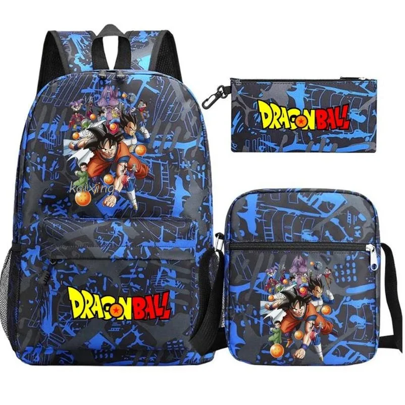 sacs d'école imprimés anime dragon ball, sac à dos camouflage pour ordinateur portable, cartable pour adolescents garçons et filles, 3 pièces/ensemble, cadeau de rentrée scolaire