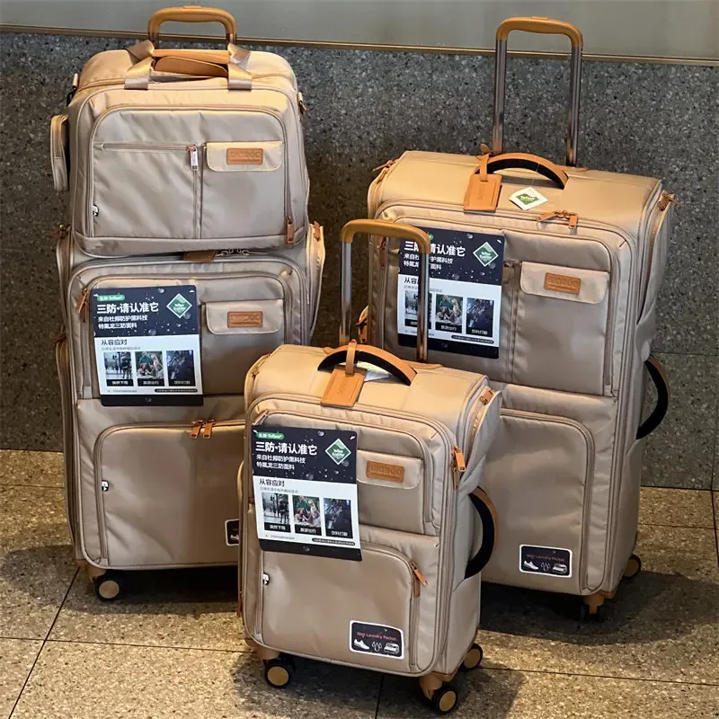 Ensemble de bagages légers en tissu Oxford imperméable, valise à roulettes extensible 20/24/28 pouces, grande capacité, valise de voyage pour cabine