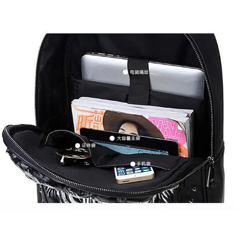 sac à dos tendance pour femmes et hommes, sac à dos avec impression 3d lion rivet, sacs d'école pour adolescentes, sac de voyage