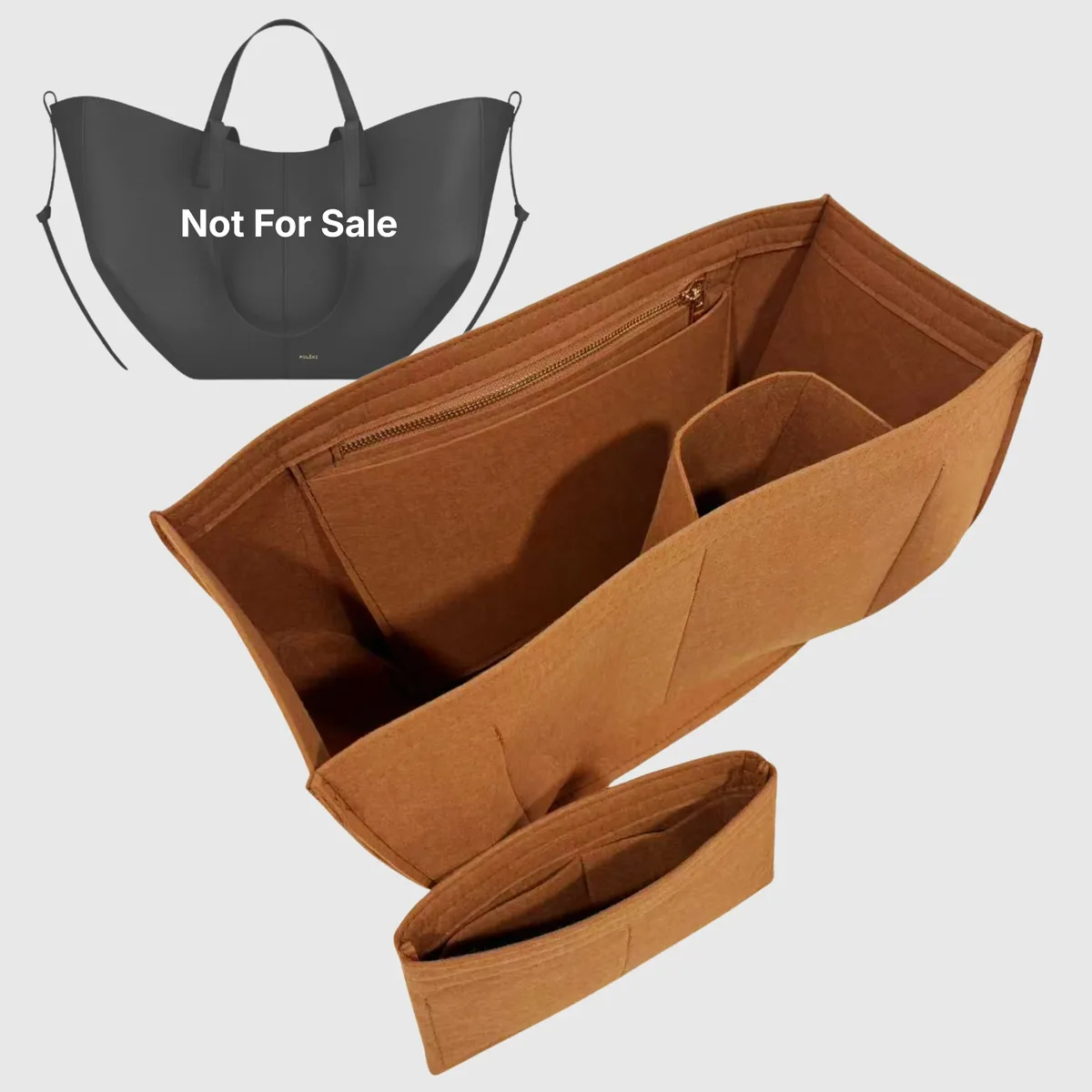 organisateur de sac pour cyme tote (grand/mini) – doublure en feutre avec poche zippée et porte-bouteille, maintien de la forme