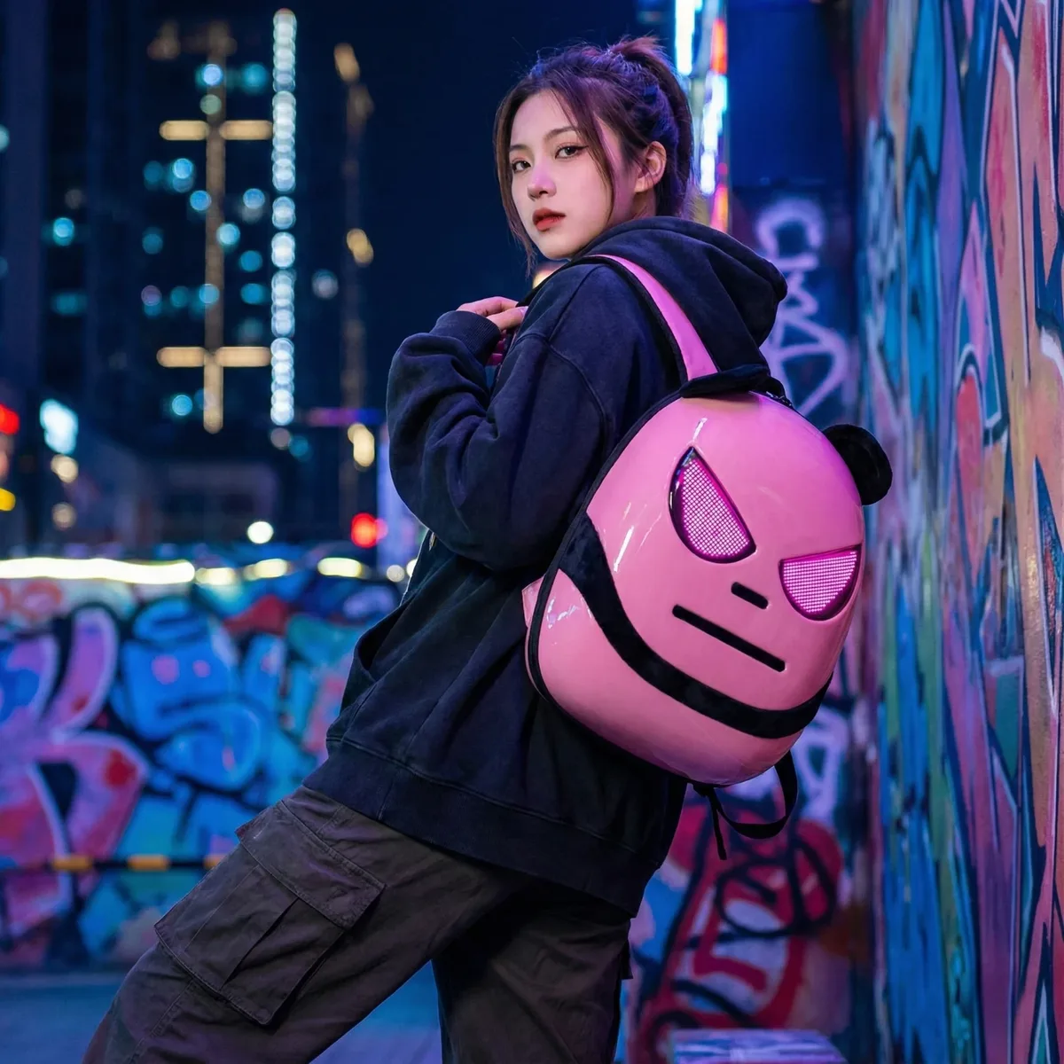 sac à dos led intelligent avec écran programmable, affichage pixel art, coque rigide, sac de voyage étanche, bricolage, cartable panda, cadeau pour hommes