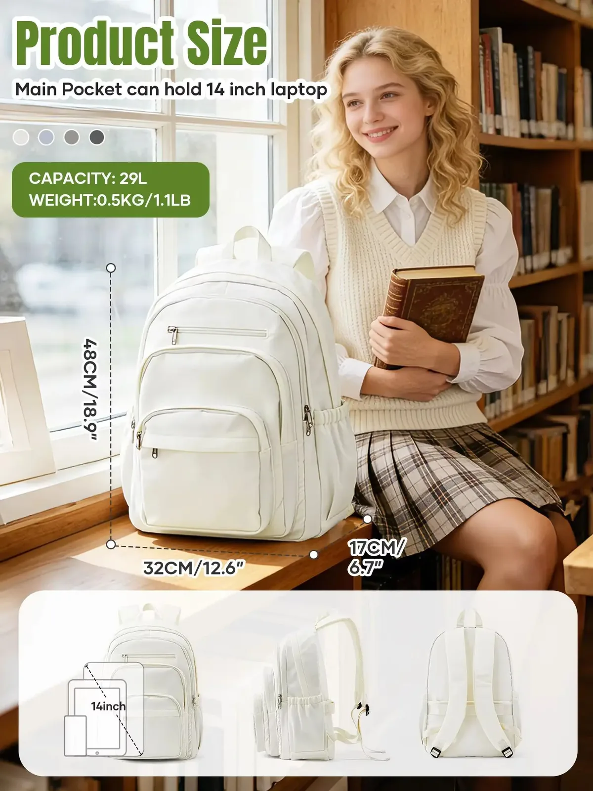 sac à dos imperméable grande capacité pour étudiantes du collège et lycée, style ins