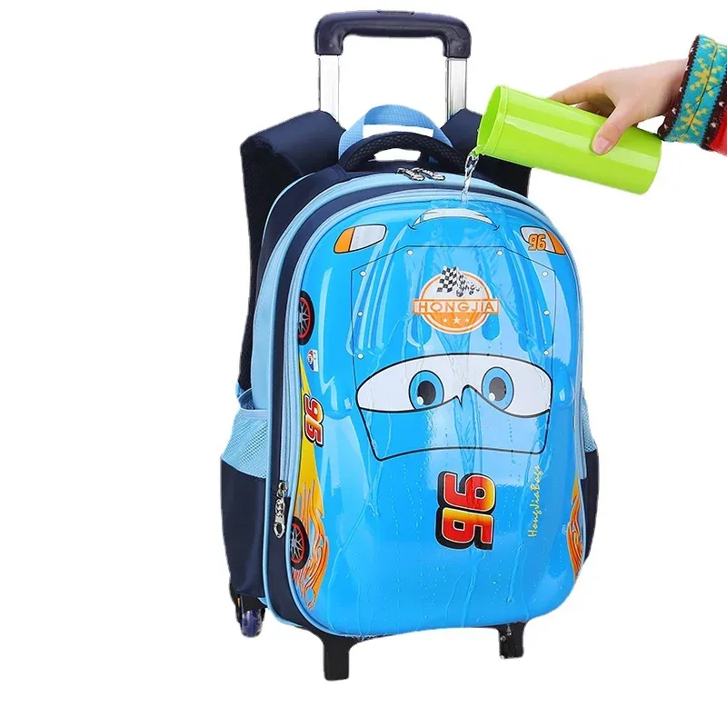 cartable à roulettes pour enfants, sac à dos à roulettes pour enfants, sac à roulettes pour étudiants, style voiture pour garçons
