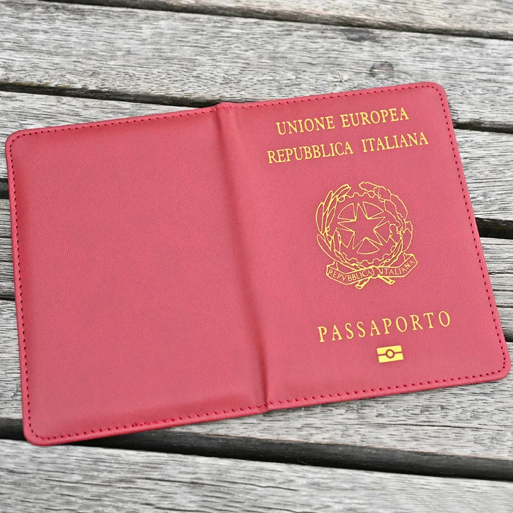 Housse de passeport italienne de qualité supérieure pour femme, étui de voyage en cuir PU noir pour passeport, porte-passeport de voyage