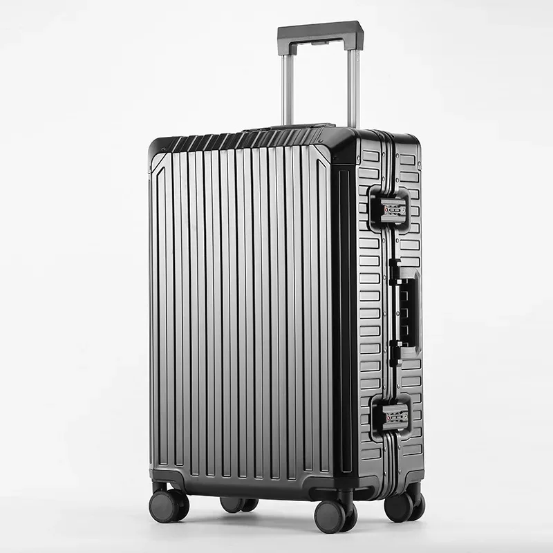 valise de voyage à roulettes en alliage d'aluminium-magnésium, sac d'embarquement universel avec roue et mot de passe, 100%