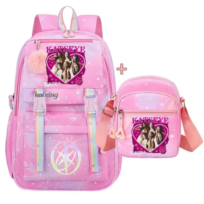 sacs à dos katseye avec imprimé amusant pour étudiants, sacs à dos pour la rentrée scolaire, sacs d'école grande capacité, sacs à dos de voyage pour l'extérieur