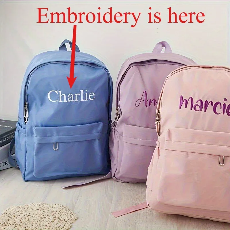 sac à dos avec nom personnalisé, simple, léger, de haute qualité, pour la saison scolaire, cadeau de voyage, cartable en nylon