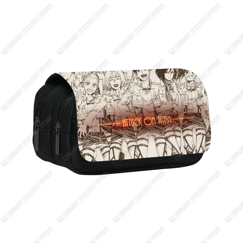 trousse à cosmétiques shingeki no kyojin, sac à stylos, levi eren, boîte à crayons, porte-brosse, étuis scolaires, anime attack on titan