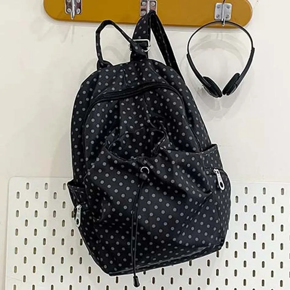Sac à dos en nylon anti-éclaboussures à pois, spacieux, léger, pour étudiants, sac d'école multi-poches, sac de voyage lavable