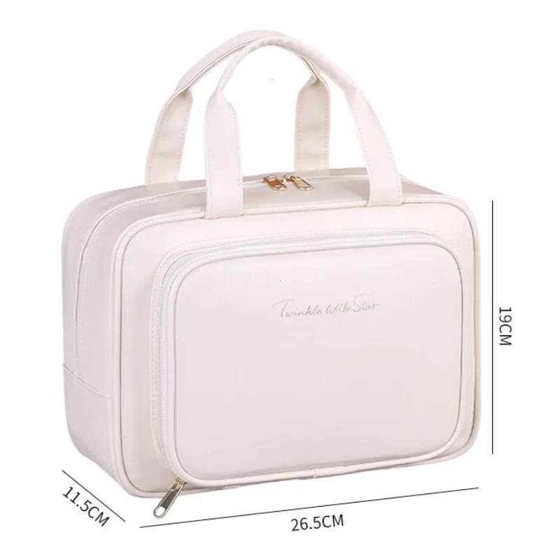nouveau sac à cosmétiques en cuir pu pour femmes, sac de rangement portable multifonctionnel pour maquillage, sac de rangement de toilette de voyage de grande capacité