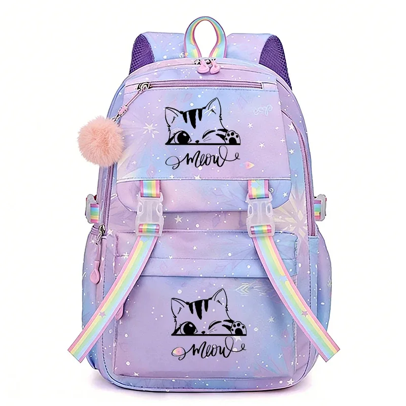 sac à dos scolaire rose pour filles, adolescents, femmes et enfants, motif chat anime, pour l'école primaire et secondaire