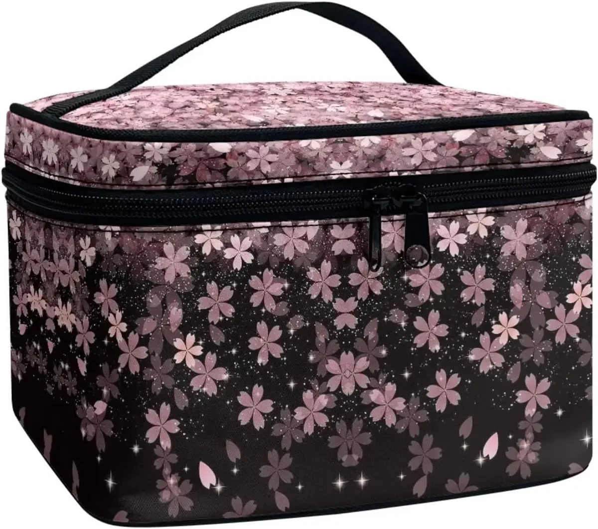 bronwn-trousse de maquillage portable avec fermeture à glissière, sac de toilette, fourre-tout pour cosmétiques, poudres imprimées, rétro, salle plus lente