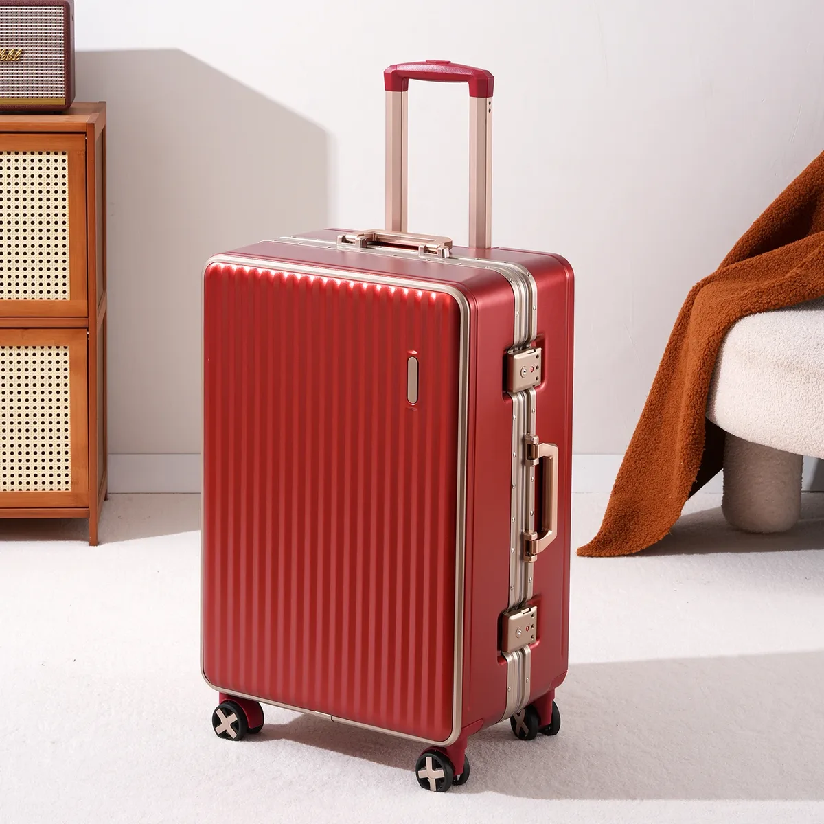 valise de voyage de haute qualité, nouvelle collection, 20 pouces, avec cadre en aluminium, en abs+pc épaissi, disponible en 22/24/26/28 pouces