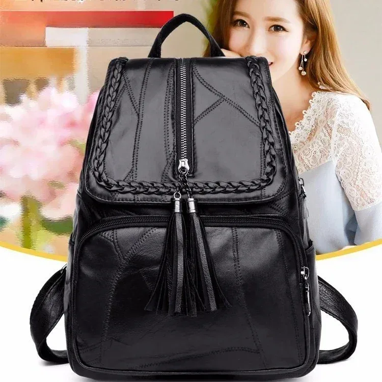 sacs à dos en cuir de haute qualité pour femmes, sac à dos de voyage de grande capacité, sacs d'école pour adolescentes, sac à bandoulière