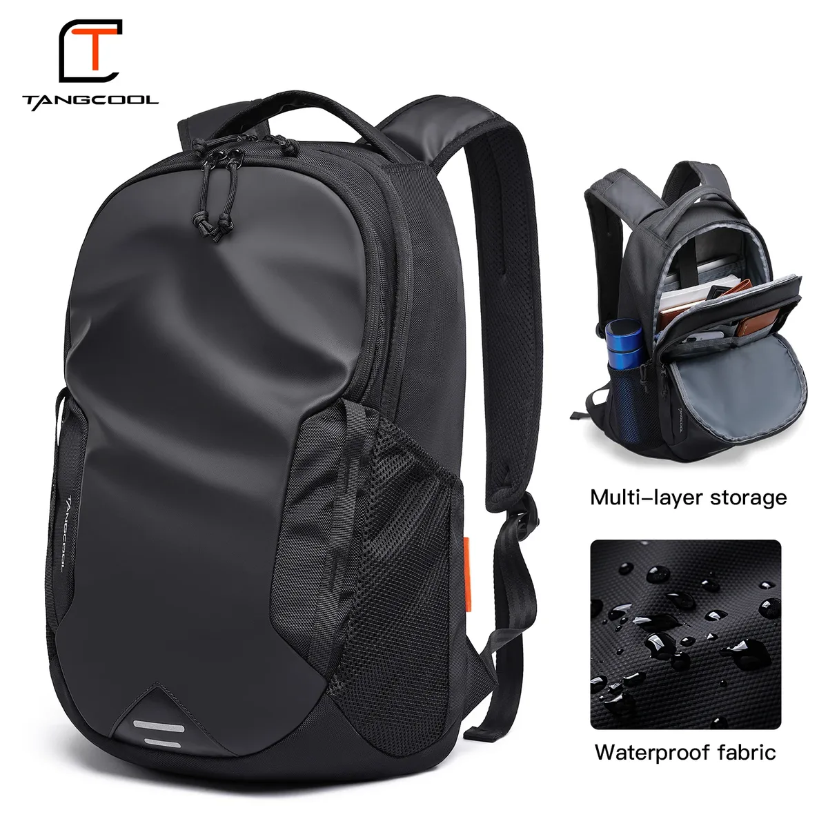 tangcool sac à dos d'affaires étanche pour hommes, sac pour ordinateur portable de 15,6 pouces, sac à dos d'école pour voyage en plein air