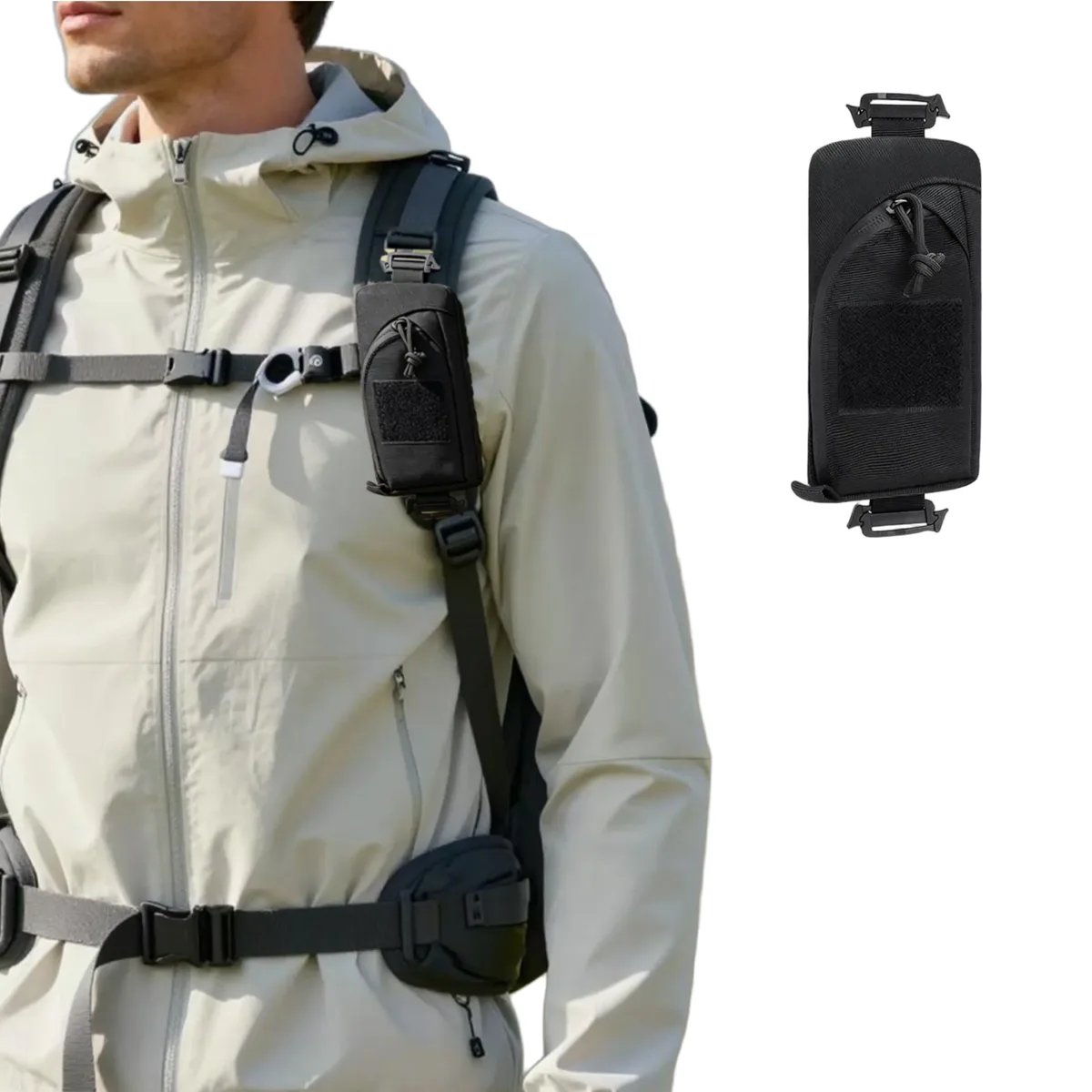 sac tactique molle multifonctionnel compact, organisateur edc, sac à dos avec bandoulière, pochette pour accessoires, pour sports de plein air, voyage, chasse