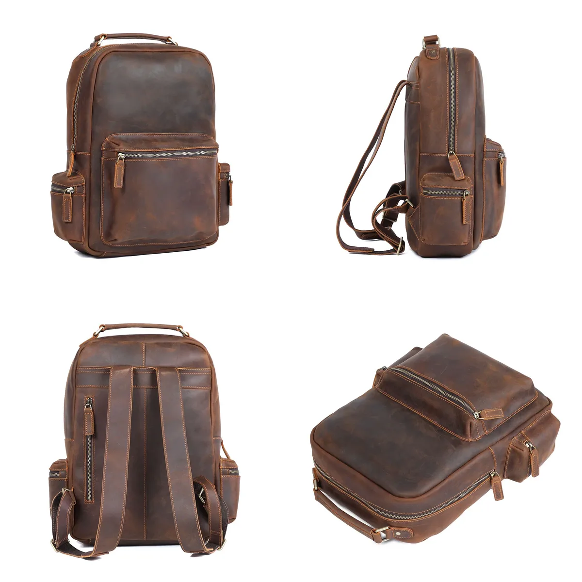 s.worker – sac à dos vintage en cuir véritable pour hommes, grand sac à bandoulière en cuir de vache pour ordinateur portable, sac d'école classique vintage crazy horse
