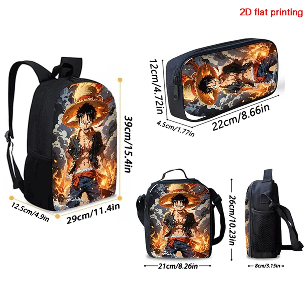 sac à dos scolaire léger et réglable 3-en-1 one piece avec sac à lunch et trousse à crayons pour enfants de 6 à 10 ans, école primaire