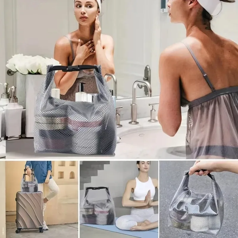 sac de rangement étanche et portable de grande capacité, sac de toilette neutre avec cordon de serrage, adapté aux articles de toilette de la salle de sport et de la salle de bain, été