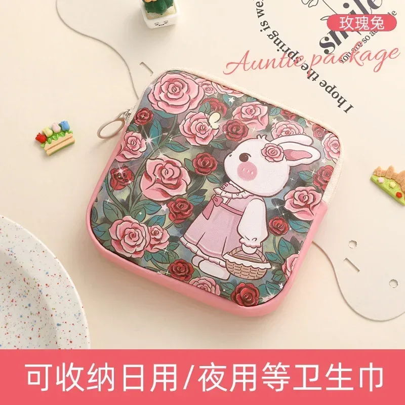 sac de maquillage cosmétique créatif, porte-monnaie de grande capacité, sac pour serviettes hygiéniques, mini organisateur de câbles de données portables pour femmes et filles