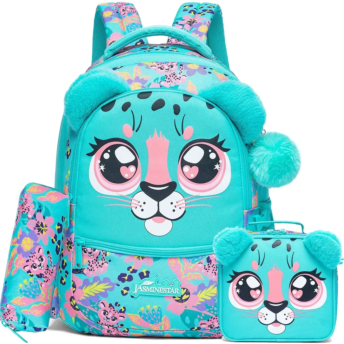 lot de 3 sacs à dos pour filles, sac d'école mignon avec boîte à lunch et trousse à crayons, sacs à dos pour enfants du primaire, sacs pour la rentrée scolaire