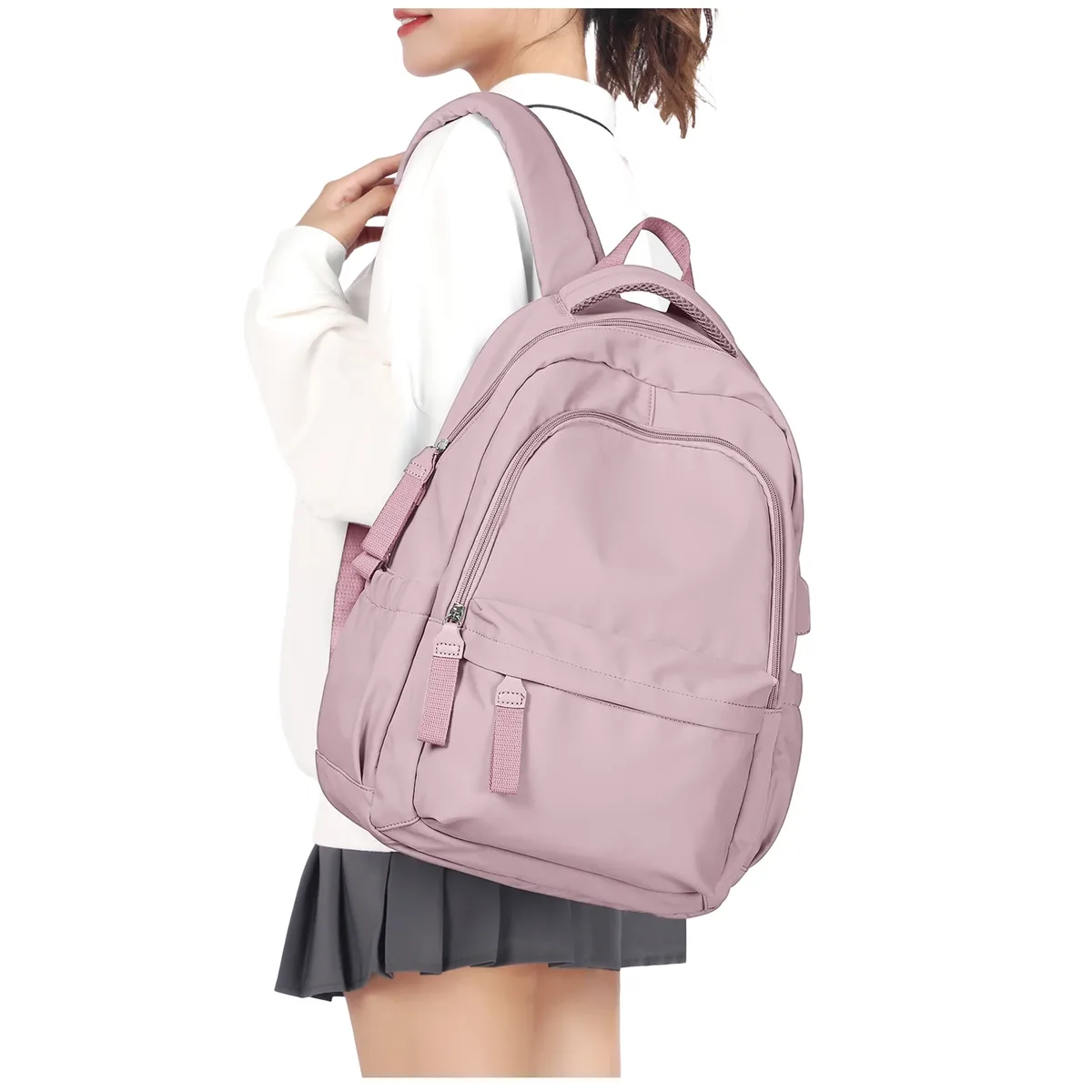 sac à dos scolaire, sac à dos décontracté et tendance, sac à dos pour ordinateur portable, sac d'école simple à grande capacité avec fermeture éclair pour filles et garçons
