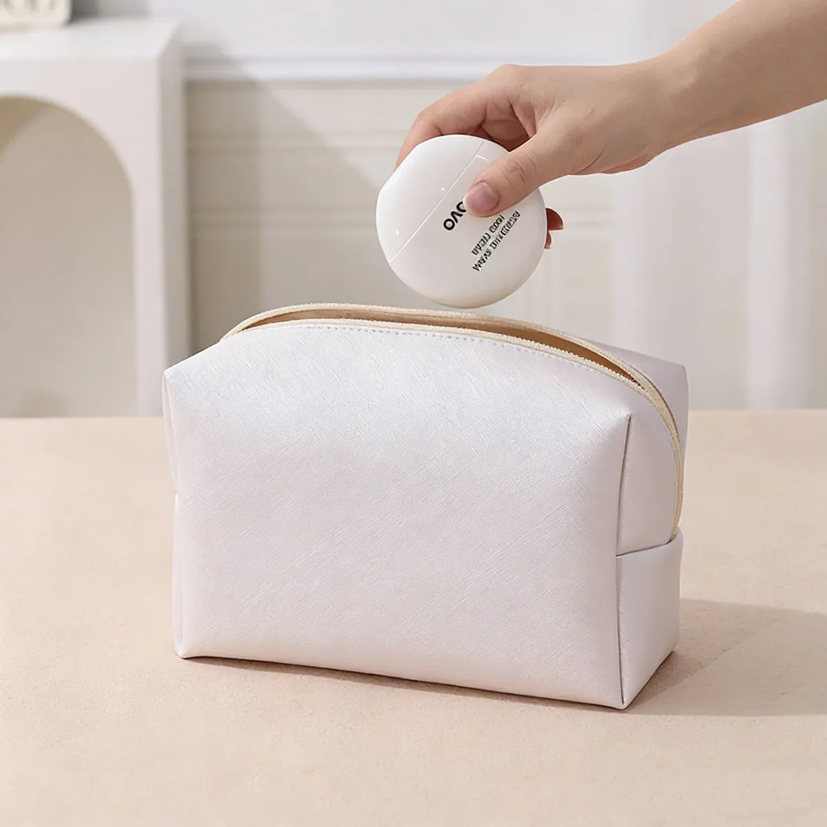 sac cosmétique en cuir avec logo personnalisé, grande capacité, sac de voyage pour maquillage, pochette zippée en cuir pu souple pour femmes, 2 tailles, multicolores