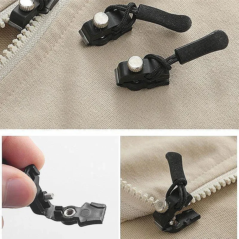 têtes de fermeture éclair universelles 3/6/9 pièces, installation rapide, têtes de fermeture éclair détachables pour vestes, sacs à bagages, remplacement du curseur de fermeture