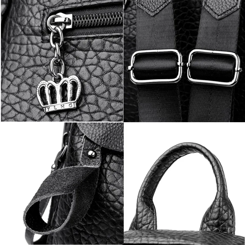 sac à dos classique de luxe en cuir de vachette pour femme, sac de voyage tendance, sac d'école pour filles, mochilas feminina