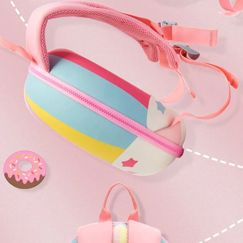 sac à dos d'école en forme de donut rose 3d pour enfant, sacoche mignonne pour fille et garçon en bas âge