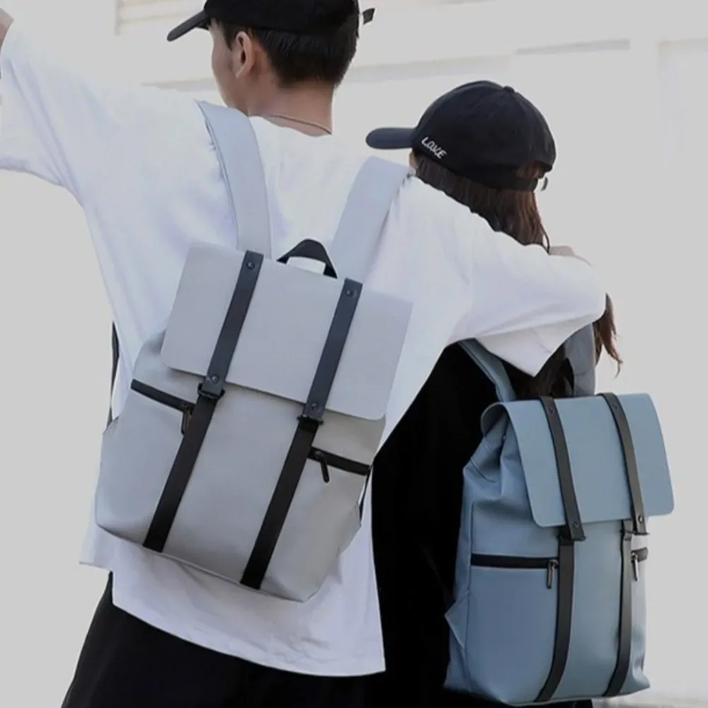 Sacs d'école imperméables, sacs à dos pour ordinateur portable de grande capacité, sacs à dos en cuir de couleur unie avec bandoulière réglable
