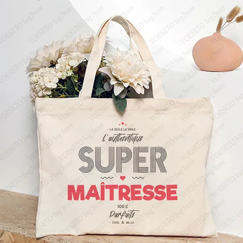 sac fourre-tout à thème enseignant, sac à bandoulière d'école inspiré avec motif de style français, sac à main à motif éducatif cadeau maitresse d'école